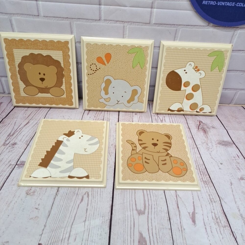 Safari Nursery Wall ArtWooden Lot Of 5 Pictures 6x6‎ in
